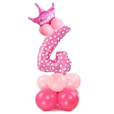 Ballonsæt Stående Pink "0-9" Ciffer 4