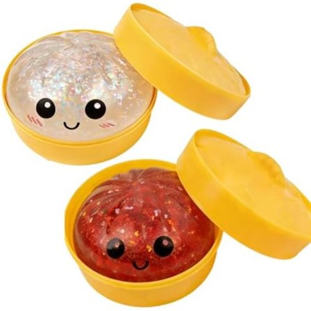 Glitter Dumpling, Glitter Dumpling Squishy Box, Dumplings Squishy, Angstlindrende Fidget, Blød Klembar Dekompressionsdej
