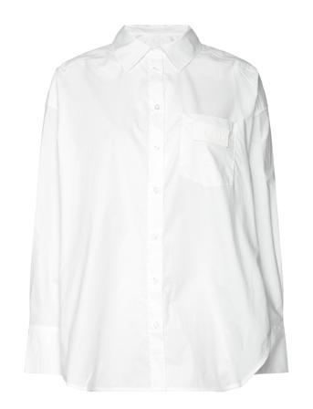 Cotton Poplin Pleated Back Shirt Langærmet Skjorte Hvid REMAIN Birger Christensen