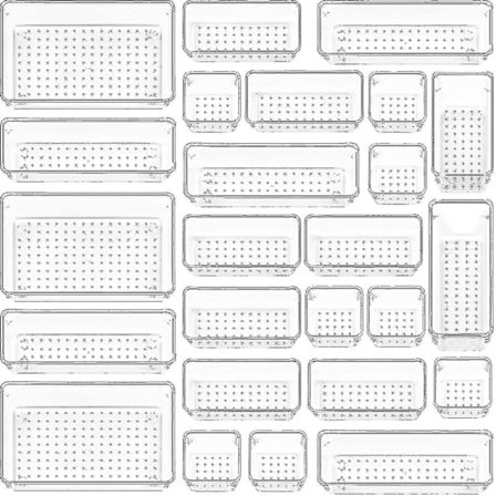 25 kpl Selkeät Muoviset Laatikkojärjestäjät, 4-kokoinen Monipuolinen Kylpyhuoneen Ja Pöytälaatikon Järjestäjälokero (ls) xi
