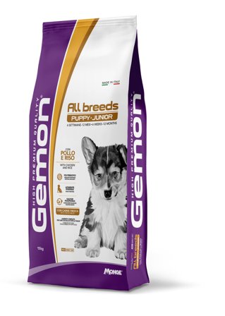 Gemon Pollo E Riso Cibo Secco Cani Cuccioli Sacco 15 Kg