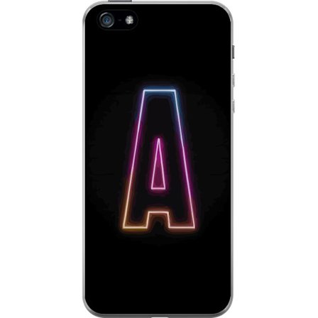 Kompatibel Mobilcover til Apple Apple iPhone 5 Minimalistisk neonbogstav A i regnbuefarvet lys mod sort baggrund i moderne typografisk stil