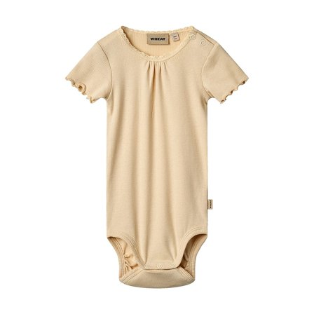 WHEAT Rib Body Short Sleeve Edna Macadamia Str 80/12 m, Tøj & Bolig, Børnetøj, Sparkedragter & Bodyer