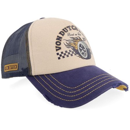 Von Dutch - Beige trucker Keps - Crew Screen Retro White/Navy A-frame Trucker @ Hatstore