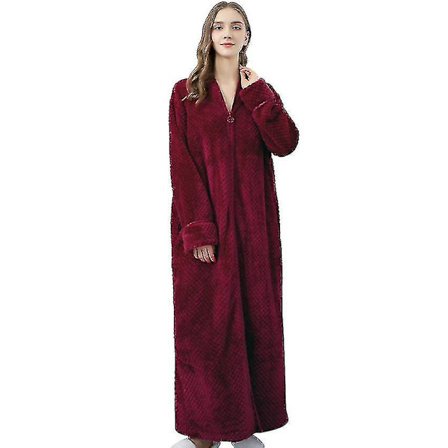 Lynlås Badekåbe til Kvinder Flanel Fleece Kåber Vinter Varmt Huskåbe Natkjole