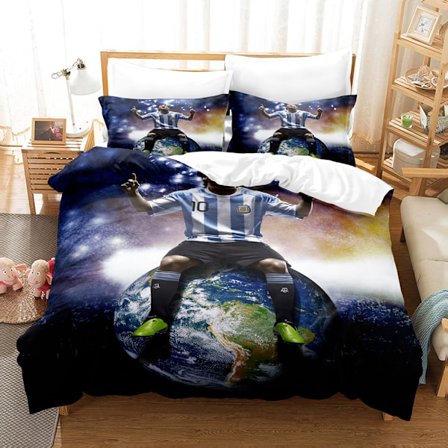 3D fodboldstjerne Cristiano Ronaldo, Messi, Mbappe og andre serier sengetøj berømt fodboldhold trykt mikrofiber dynebetræk med lynlås 135*200