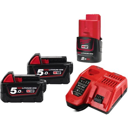 Milwaukee M18 NRG-502 Laddpaket, Batterier & laddare