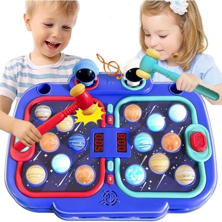 Whack-A-Mole Game for Kids Ages 3-6 - Interactive Hammering Toy with Sound & Light, 2 Hammers and 5 Game Modes, Educational Toy for Girls and Boys