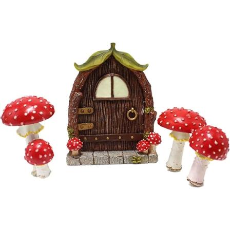 Miniatyr Dører Og Vinduer Dørsett Gnome Hus Dekorasjon Harpiks Fehage Møbler Sett Gløder I Mørket Mikro Landskap Harpiks Ornament (di Man)