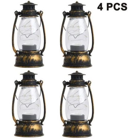 4 stk. Elektroniske stearinlys julelys halloween dekorasjon retro led vindlykt håndverk gave, svingende veke