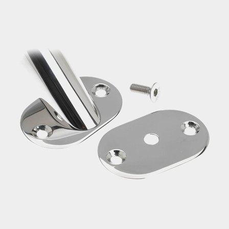 Mounting plate for grab rail Roca, oval, acid-resistant stainless steel, 64 x 42 mm, with screw, fits grab rail from Roca with Ø25 mm