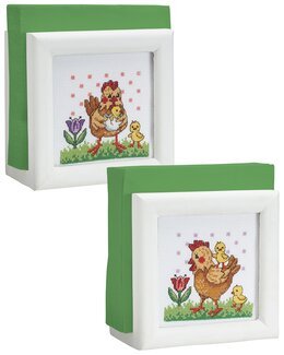 Broderi Hane og kyllinger 2-pk - Svarta Fåret