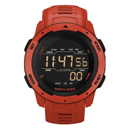 NORTH EDGE Herre Smartwatch Dame Sportsur Dual Time Løbe Skridttæller Nedtælling Vandtæt 50m Digital Alarm Militærur