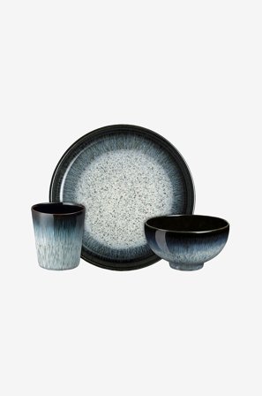 Denby - Lasten astiasto Halo, 3 osaa - Musta - Lasten astiastot & lisätarvikkeet - - Homeroom