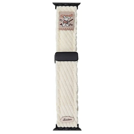Corduroy-klokkearmbånd Apple Watch Series 10 46 mm med magnetisk lås - Hvit White