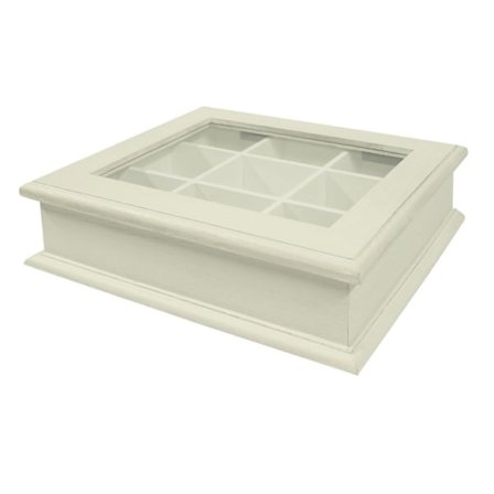 Teæske SAMIRA 26,5x22x8,5cm, antik hvid