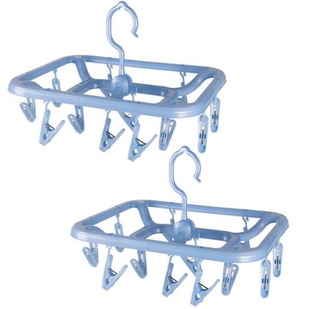 Dryppehænger, 32 klemmer, tørrestativ til håndklæder, bh'er, babytøj, handsker, blå