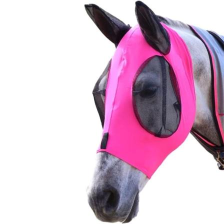 Hesteflue maske (rosa) - Mesh øyne og ører, pustende stoff, UV-beskyttelse