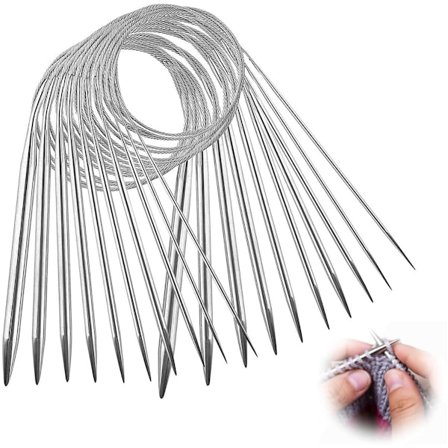 10 stk. - Rundpinner - Strikkepinner for rundstrikking - lengde 80 cm - Rundpinnesett