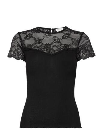 Silk T-Shirt W/ Lace Black Rosemunde