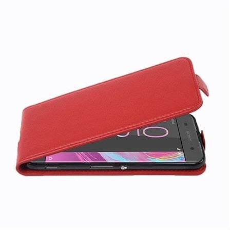 CADORABO - CASE COVER TILL > SONY XPERIA XA < I FLIP STYLE - CASE COVER BUMPER PALLET PU SMOOTH I RÖD