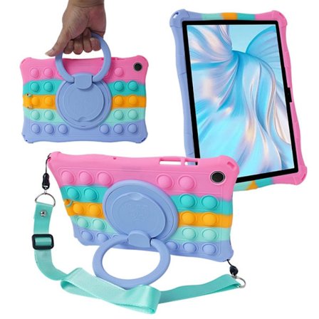 SKALO Samsung Tab A9+ Shock Resistant Armor Popit Silicone Kuori - Rainbow