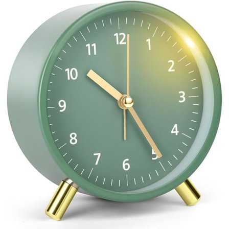 Stille Analog Vækkeur, Klassisk med Natlys, Stille Ikke-Tikkende, Snooze Simpelt Sengevækkeur Dekorativt til Soveværelse