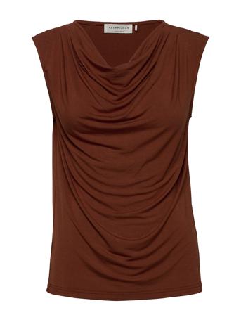 T-Shirt Top Ærmeløs Top Brun Rosemunde