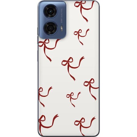 Kompatibel Mobilcover til Motorola Moto G24 Rød Bånd Mønster med røde silke bånd på lys baggrund perfekt til jule romantik og elegance