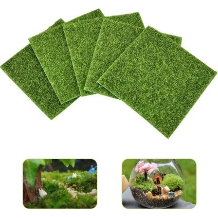 5 stk 15*15cm Plast Kunstig Grasmatte Ikke-vevd Kunstig
