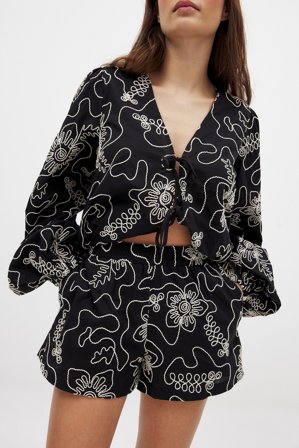 NA-KD Short large à taille mi-haute et taille élastique - Ensembles d'été - Noir - EU 32