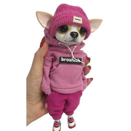 Håndlaget dukkeharpiks stående valpelekefigur Chihuahua Sharpei hund søt fasjonabel dyreleiredukke[HK] one size B