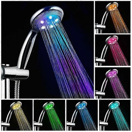 LED Dusjhode Høyt Turbotrykk 7 Farger Lys Temperatursensor Bade Sprinkler