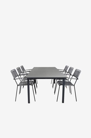 Venture Home - Spisegruppe Levels med 6 stole Lindos - Grå - Spisegrupper - Fra Homeroom