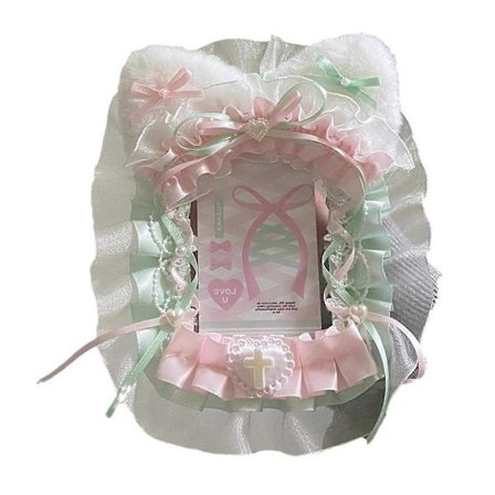 Fotokortsskydd med pärlkedja, kattöron, kortfodral, spets, fotokortsfodral för väskhänge, nyckelring, berlock [D]