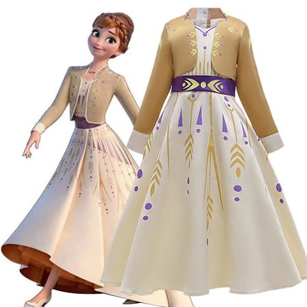 Frozen Queen Anna Princess Girl Cosplay Fancy Dress Up Kids Party Kostym