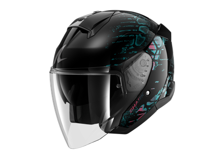Shark Skwal Jet Reptaia Open Face Helmet Black/Violet/Glitter M