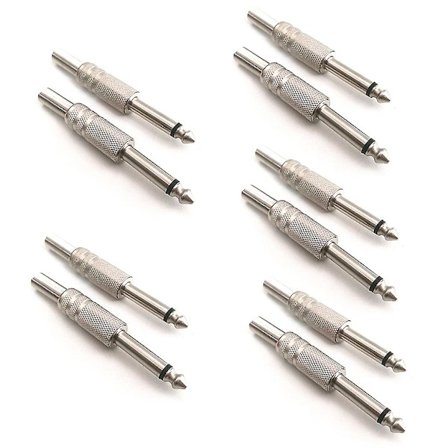 10 st 1/4" Mono O Jack 6,35 mm Metallhane Monaural O Kabelkontakt