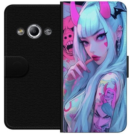 Kompatibel Tegnebogsetui til Samsung Galaxy Xcover 3 Anime-inspireret demontøsepige illustration med pastelfarver, horn, tatoveringer og kawaii æste
