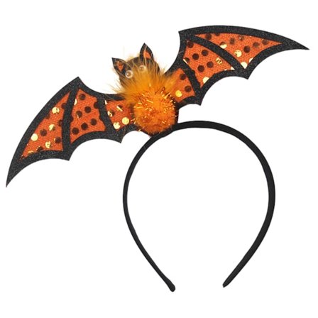 Halloween Bat Pandebånd med Glitterpailleter Hårbånd Halloween Hårbøjle Orange Hårtilbehør til Kvinder Halloween Fest Prom Hovedbeklædning