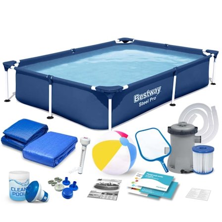 Rektangulær ramme pool 221x150x43 cm 16in1 Bestway 56401N