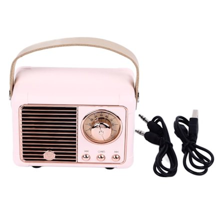 Retro Bluetooth-högtalare Kraftfull Subwoofer Effekt Portabel Mini Trådlös Utomhushögtalare Rosa