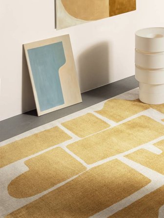 Lavable Contour Tappeto - Giallo/Bianco Sporco 200X300 In Stile Moderno