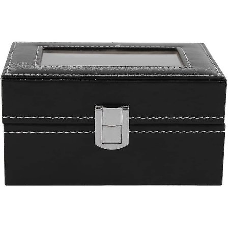 Urboks, 3 Slots PU Læder Sort Klassisk Ur Smykke Display Opbevaring Organizer Box
