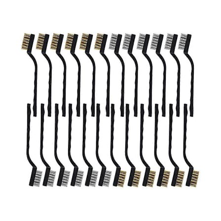 24 stk. stålbørste skrabebørste (rustfrit stål + messing) buet håndtag murerbørste stålbørste til rengøring af svejseslag [D]