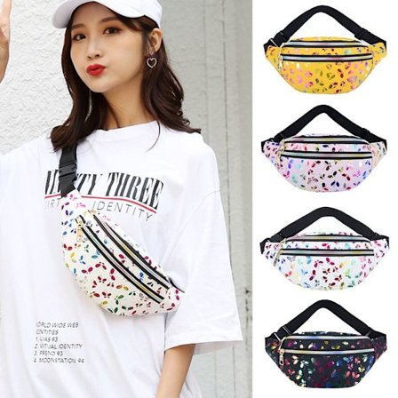 Printed midjeväska Fanny Pack Mobiltelefonväska svart - high quality