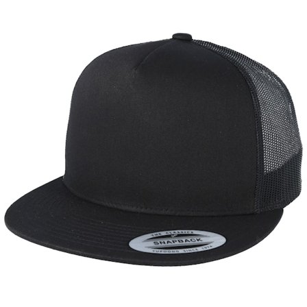 Yupoong - Zwart snapback Cap - Classic Black A-Frame Trucker @ Hatstore