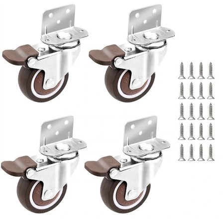 4x hjul - 25 mm for møbler små svingbare hjul med brems en