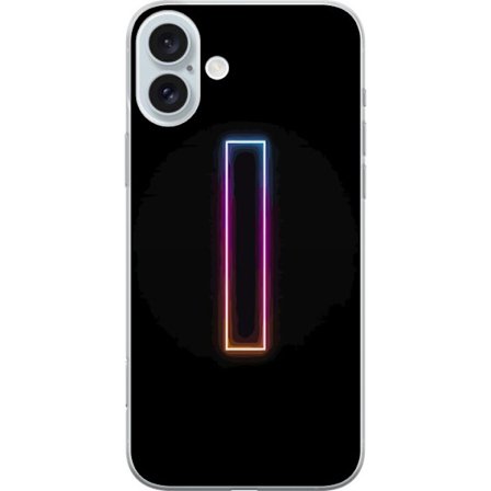 Kompatibel Mobilcover til Apple Apple iPhone 16 Plus Minimalistisk neonbogstav I i regnbuefarver mod mørk baggrund