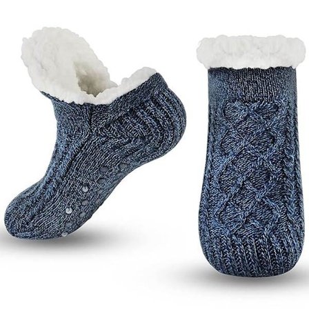 Termiske vintersokker med skridsikre silikonegreb - tykke, varme uldsokker til mænd, kvinder S(35-39)